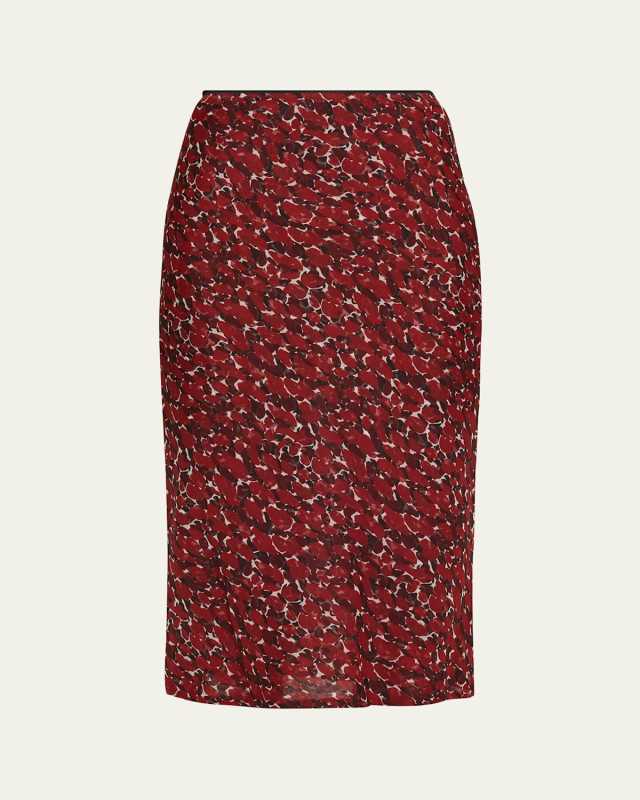 Printed Cotton-Silk Midi Skirt